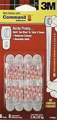 Tools: Command TM  Hooks w/Adhesive Strips 17006  Mini 6 hooks