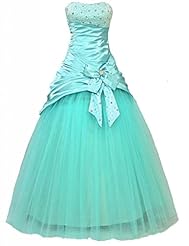 Occasion: Quinceanera  
Neckline: Sweetheart  
Embellishments: Bow(s)  Rhinestones  Ruffles  
Size Category: Adult 
