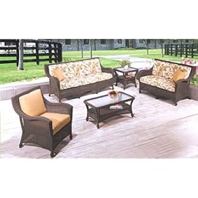 Manchester All Weather Wicker 6 Piece Set -Two Tone Espresso by DF Wicker Rattan