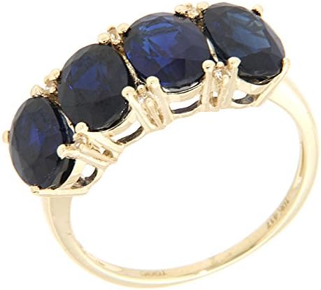 10K Yellow Gold Blue Kyanite and White Topaz Ring