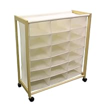 Rolling 18-Pocket Shoe Bin - White