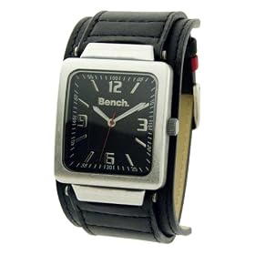 Bench Gents Three Hand Quartz Analogue & Antique Silver Case Black Strap Watch