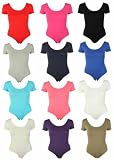 Ladies Short Sleeve Plus Size One Piece Leotard Womens Bodysuit Stretch Crew Neck Top