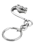 DRAGON Silver Tone PEWTER Ring Pocket Clip KEYCHAIN