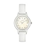 Timex Women’s Diamond Accented White Leather Strap Watch #T2M575