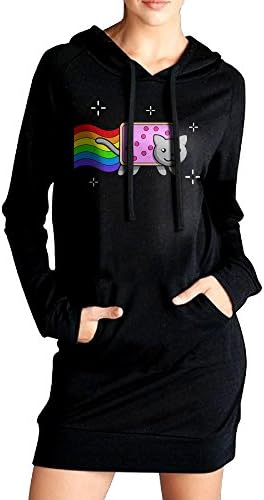 Women's Nyan Cat Cartoon Cat Pop Tart Rainbow Trail Pullover Sweater Hoodie
