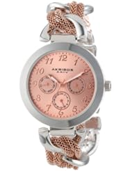 Akribos XXIV Womens AK564TTR Multi-Function Mesh Link Bracelet Watch