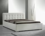 Design Bond Lederbett Leder Bett Doppelbett Polsterbett in weiß Matratzen-Grösse 160x200 cm inkl. Lattenrost mit Holz-Rahmen und Chrom Standfüssen - Design Möbel