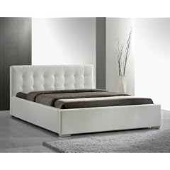 Design Bond Lederbett Leder Bett Doppelbett Polsterbett in wei� Matratzen-Gr�sse 160x200 cm inkl. Lattenrost mit Holz-Rahmen und Chrom Standf�ssen - Design M�bel