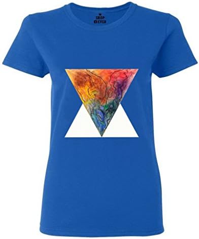 Onlyyousweet Triangles Watercolors Loose Fit Edition Regular-Fit Soft Worlds Short Sleeve Women T-shirt Size M