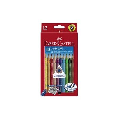 Faber-Castell 110912 Farbstift Jumbo Grip, 12 Farben sortiert im Kartonetui