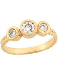 14k Yellow Real Gold Round White CZ Cute Girls Fashionable Baby Ring