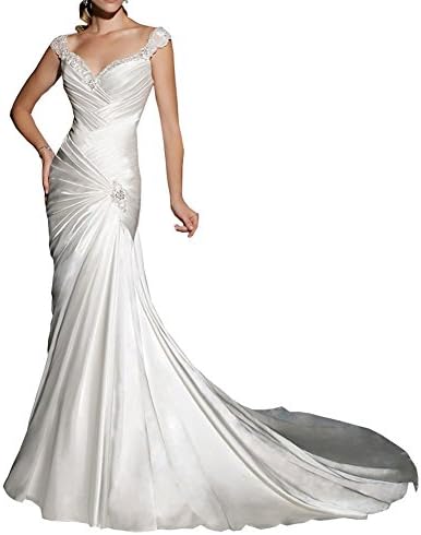 Newpeach Women's Elegant Sweetheart Chiffon Beaded Lace-up Bridal Gown 18