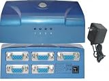 4 PC to 1 Monitor (VGA / HD15) Electronic Switch Box Blue