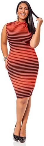 Ashley Stewart Women's Plus Size Striped Mock Neck Dress - Size: 22/24, Color: Poinsettia