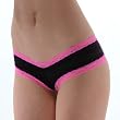 Low Rise Hipster Pantie Black with Pink Lace Trim S M L or XL