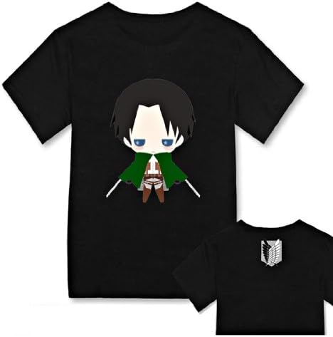 Animeblooms - Attack on Titan Shingeki No Kyojin Levi Black Cutie T-shirt Size L