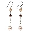 Handmade Brown & White Freshwater Pearl Earrings With Sterling Silver