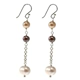 EXP Handmade Brown & White Freshwater Pearl Earrings With Sterling Silver
