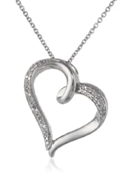 Sterling Silver Diamond Heart Pendant Necklace (1/10 cttw, I-J Color, I2-I3 Clarity), 18"