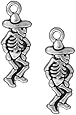 Silver Plated Pewter Dia De Los Muertos Dancing Senor Pendant Charm 28mm (1)