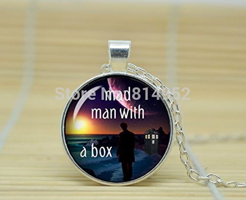 VintaStore Art Glass Necklace Man In A Box Doctor Who Tardis Pendant Necklace A3470