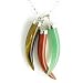 Italian Horn Triple Lucky Gemstone Pendants 18" Silver Necklace