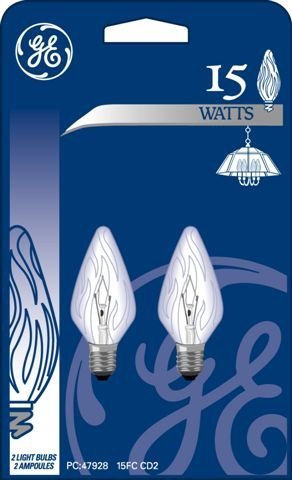GE 15 Watt Two Pack Candelabra Light Bulb