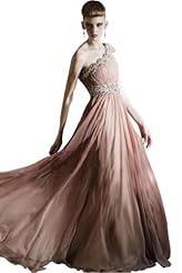 Beaded Crystal Lace Applique Crystals One Shoulder Chiffon/Taffeta/Tulle Homecoming Dress/Bridesmaid Dress 