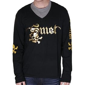 SMET by Christian Audigier Ed Hardy Mens Cotton T-Shirt Tee Top Shirt Black Fleur De Lis
