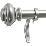 Decopolitan 1-Inch Urn Single Window Treatment Rod Set, 72 to 144-Inch, Antique Silver