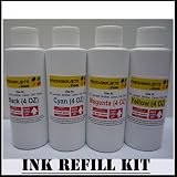 Sol Brand 4oz 4 Color Combo (Black Cyan Magenta Yelllow) Ink Refill Kit for HP C4844A (#10) C4836A C4838A C4837A (#11) Business Inkjet 1000 Business Inkjet 1100 Business Inkjet 1100d Business Inkjet 1100dtn Business Inkjet 1200d Business Inkjet 1200dn Bus