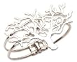 ZAD Beautiful Outlined Tree of Life Hinged Bangle Bracelet Silver Tone