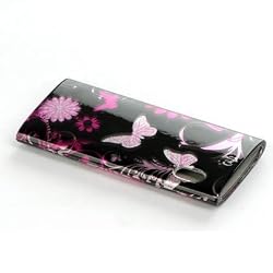 Luxmo Premium&nbsp;Designer&nbsp;Crystal&nbsp;Snap-on&nbsp;Case&nbsp;for&nbsp;iPod&nbsp;Nano&nbsp;5th&nbsp;Generation&nbsp;(Pink&nbsp;Butterfly&nbsp;Print)