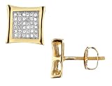 Diamond Micro Pave 1/3 Carat (ctw) Stud Earrings in 14K Yellow Gold with Screw Backs