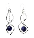 Boucles d'oreilles en Lapis Lazuli sur crochets en Argent massif 925