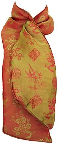 Heart Scarf, 100% Silk, Gold Fire