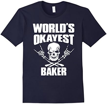 Men's Bakers Shirt - World's Okayest Baker Shirt Medium Navy