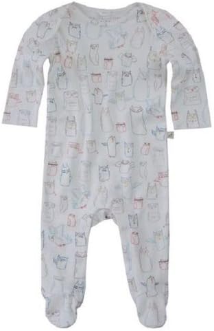 Stella McCartney Owl Print Long Sleeve Footie in White-6mo