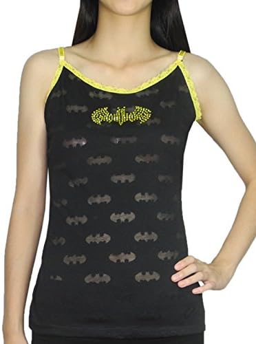 Womens BATGIRL Sexy Camisole / Pajama Top with Rhinestones S Black
