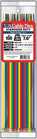 US Cable Ties SD8AC100 8-Inch Assorteded Color Standard Duty Cable Ties, 100-Pack