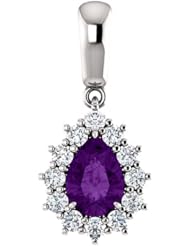 10K White Gold 7.00x5.00mm Pear Cut Chatham Created Alexandrite and Diamond Pendant -- LIFETIME WARRANTY