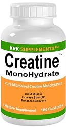 Creatine Monohydrate 180 Capsules 100% Pure Micronized 1200mg serving KRK SUPPLEMENTS