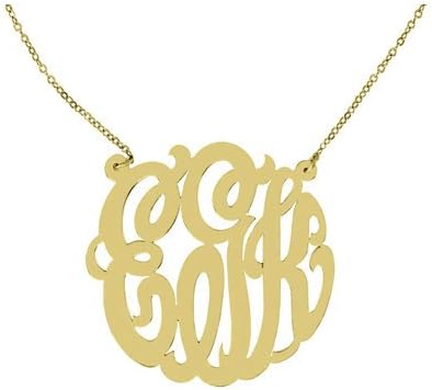 monogram Necklace Personalized 50mm Sterling Silver or Gold Plated Silver Super Large