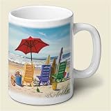 Coffee Mug ~ Beachy Keen ~ large 14 oz capacity ~ one ceramic mug ~ code 272
