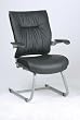 Deluxe Leather Visitors Chair With Cantilever Arms An Platinum Finish Base