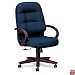 2190 Pillow-Soft Wood Series Executive High-Back Chair, Mahogany/Mariner
