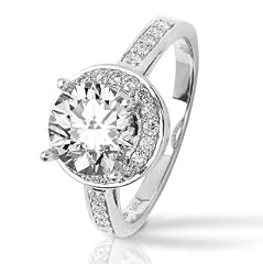 Pave-set Round Diamond Engagement Ring with a 1.54, F, , SI2, EGLUSA, Certified