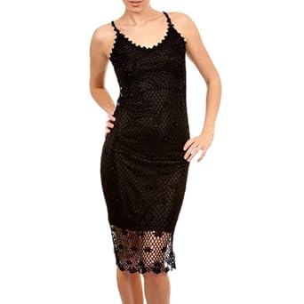 Beautiful Black Crocheted Lace & Beaded Dress