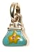 14k Yellow Gold Aqua Enamel Purse Charm